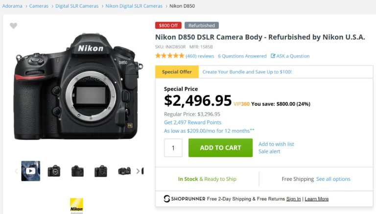 Super Hot ! Refurbished Nikon D850 Body for $2,496.95 at Adorama !