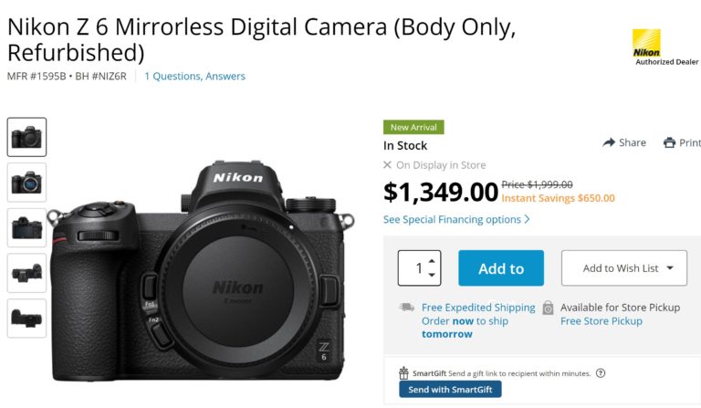Hot Deals – Refurbished Nikon Z6 for $1,349, Z7 for $2,299 at B&H Photo Video !