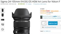 Hot One Day Deal – Sigma 24-105mm f/4 DG OS HSM Art Lens for $649 at B&H !