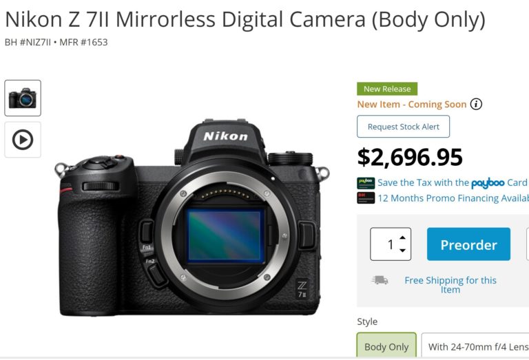 Price Mistake ? Pre-order Nikon Z7 II for $2,696.95